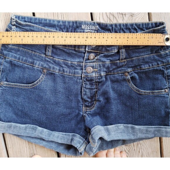 Mossimo Supply Co. Womens Denim Cuffed Shorts Medium Wash Blue 14/32 Mid-Rise Si - Picture 6 of 11